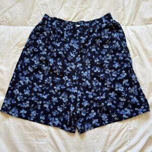 vintage Blue floral high waisted shorts sz med flowy romantic prairie fairy